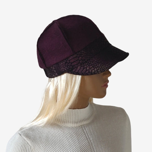 Women felt baseball cap purple