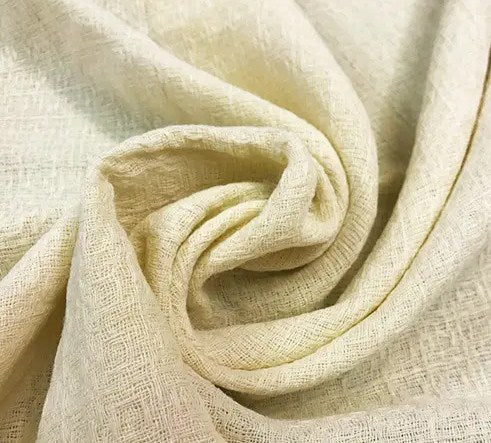 Beige Linen Fringe Cloche Hat