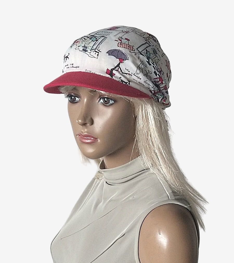 Pre-tied White Red Visor Bandana