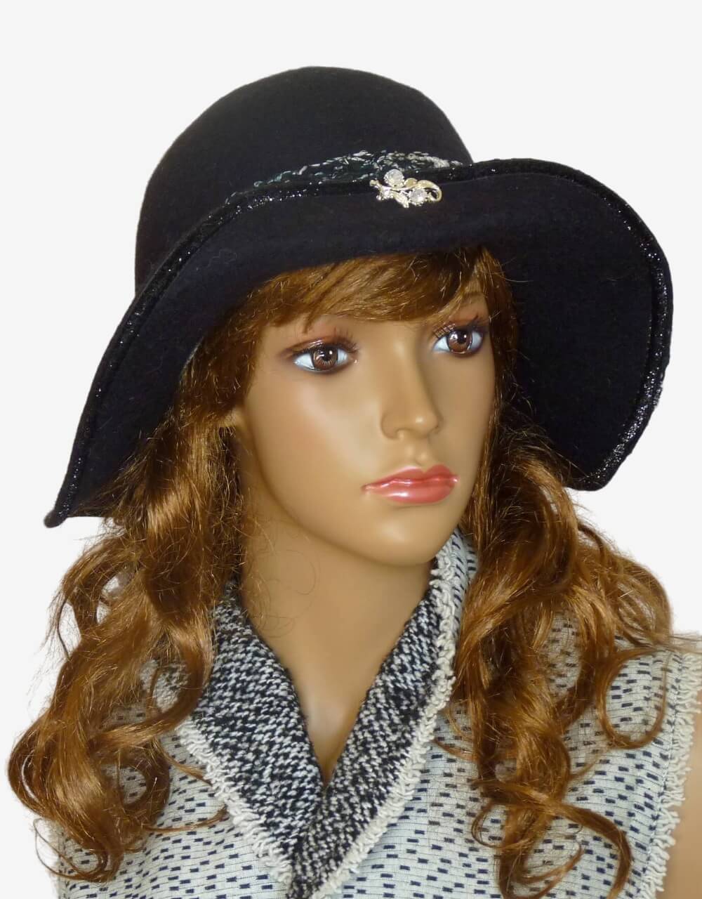 Black Felt Soft Brim Hat