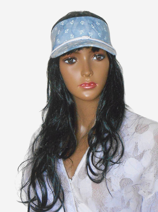 Women Light Blue Nautical Style Sun Visor