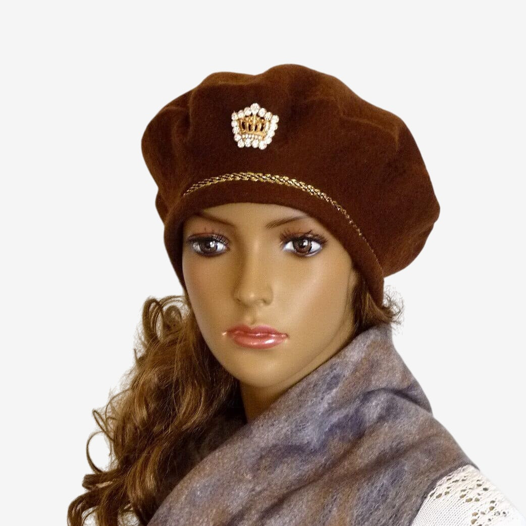 Brown Merino Wool French Beret