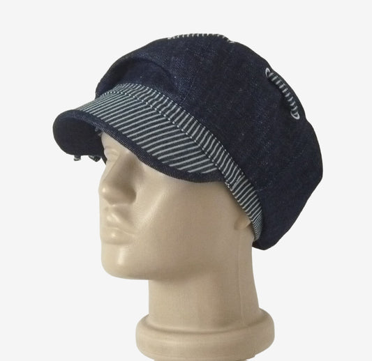 Dark Blue Denim Newsboy Cap