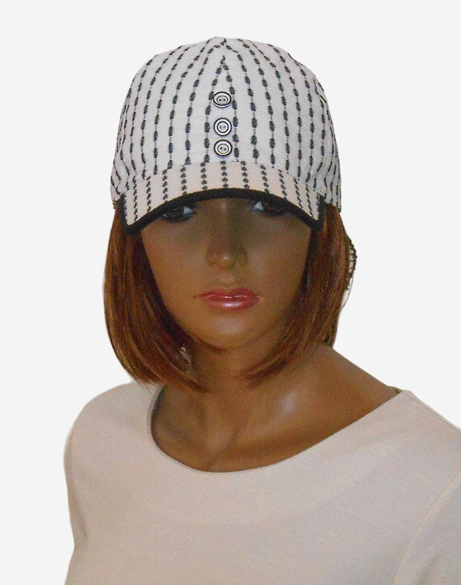 Summer baseball cap-bandana black white stripes