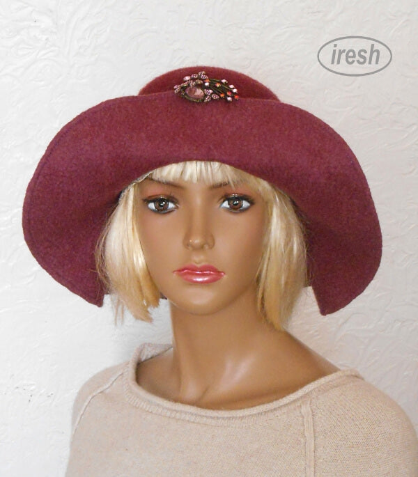 Burgundy felted hat