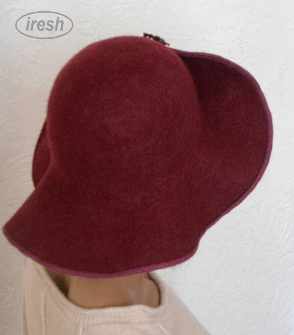 Burgundy felted hat