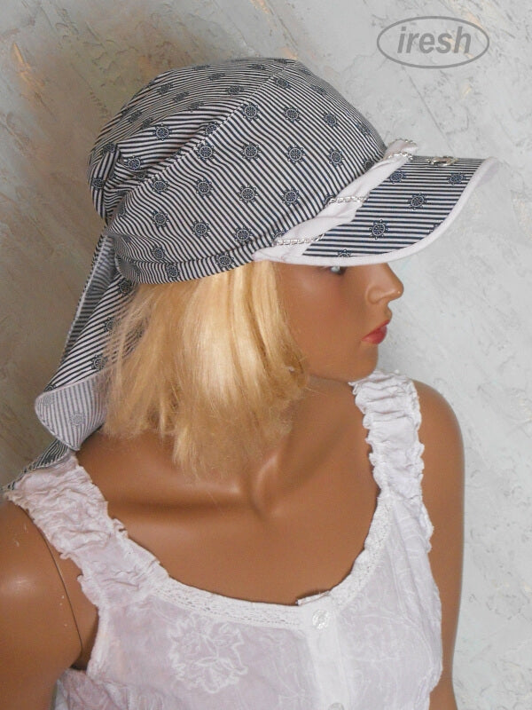 Striped summer bandana with visor