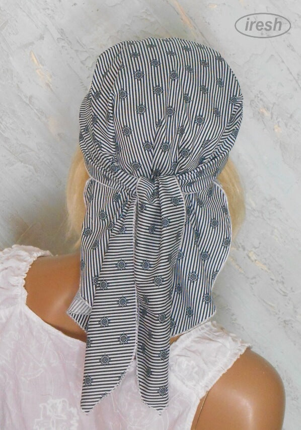 Striped summer bandana with visor