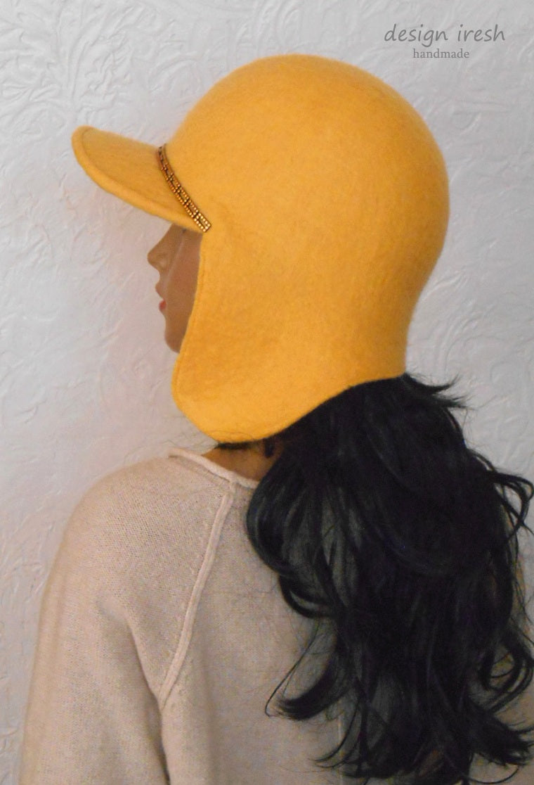 Yellow felted hat