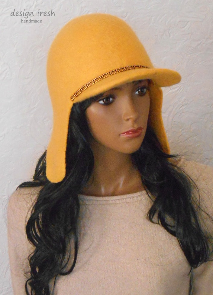 Yellow felted hat