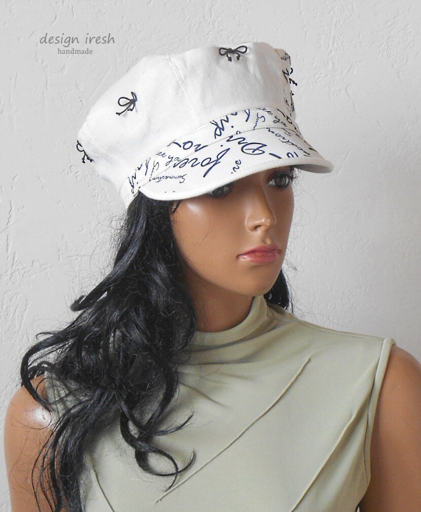 Women's White Linen Cap