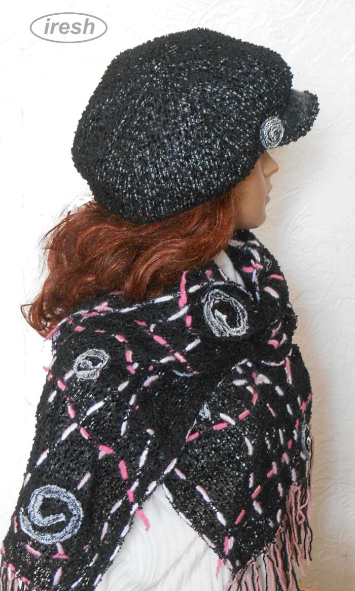 Black scarf and Newsboy cap, set of accessories