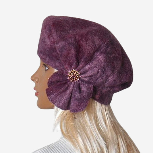 Burgundy Felted Beret