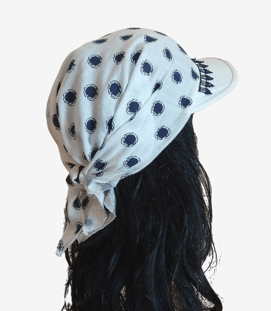 White blue polka dot bandana