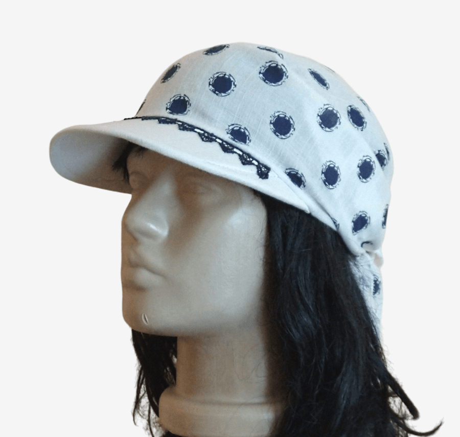 White blue polka dot bandana