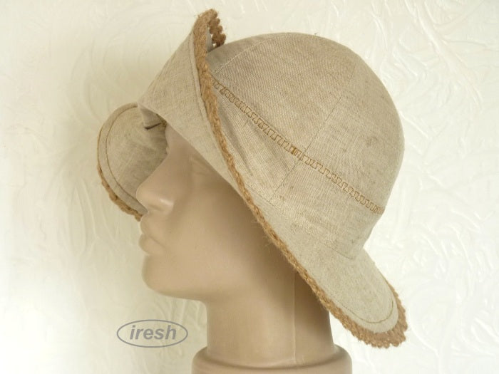 Undyed linen summer hat