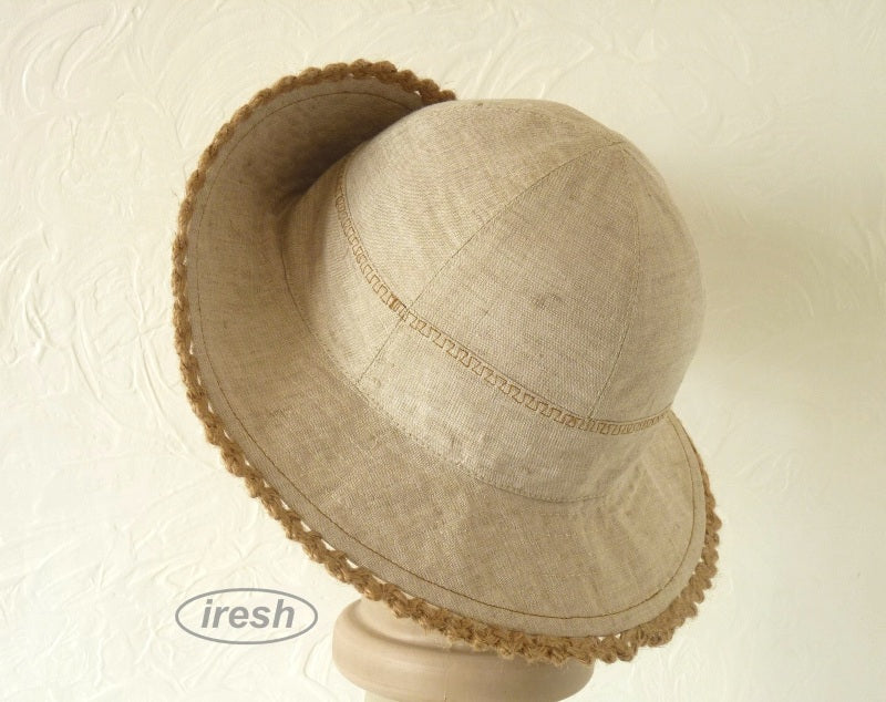 Undyed linen summer hat