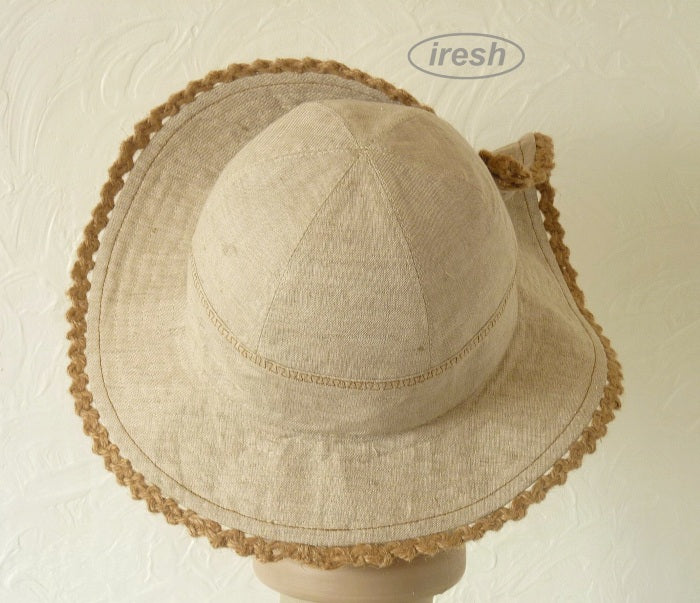 Undyed linen summer hat