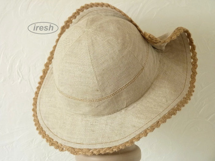 Undyed linen summer hat