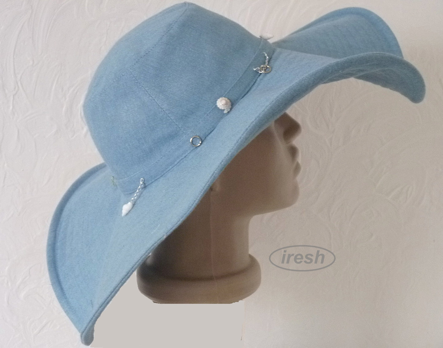 Wide brim denim hat