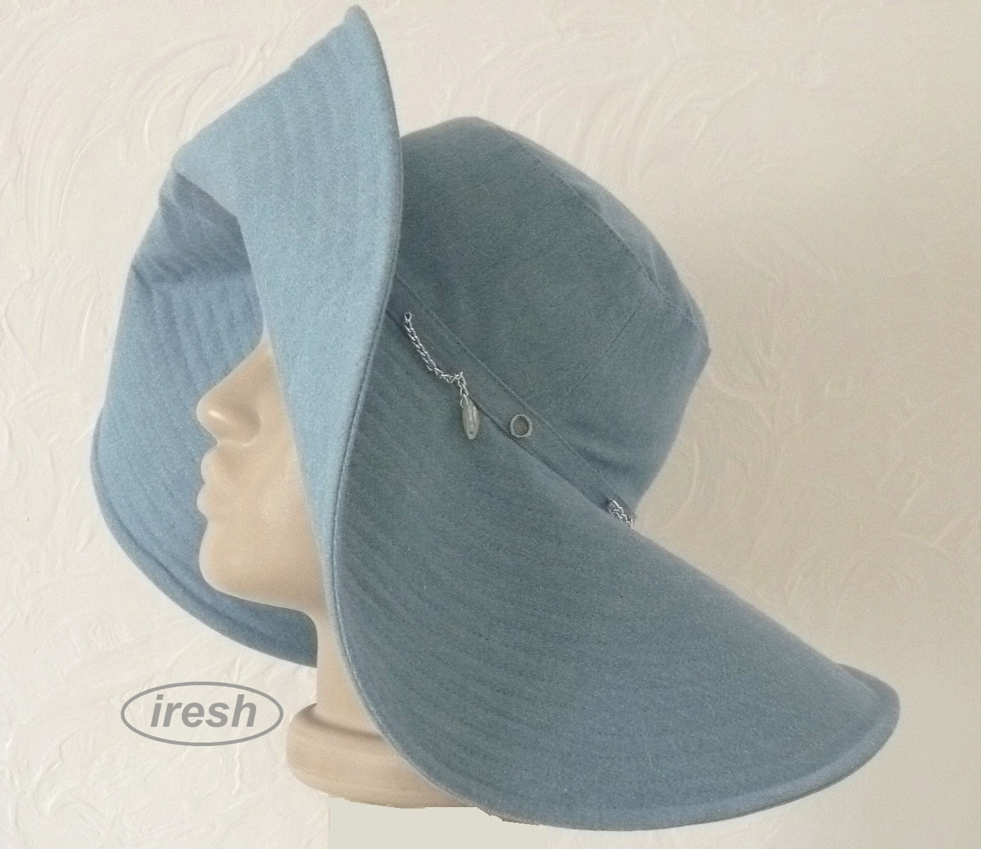 Wide brim denim hat