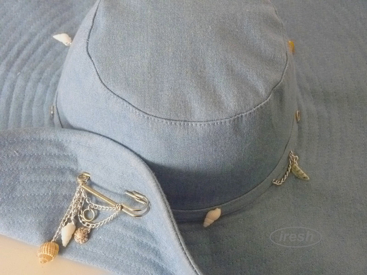 Wide brim denim hat