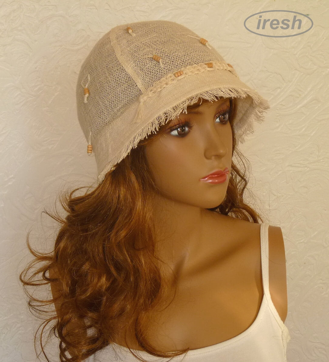 Beige linen hat