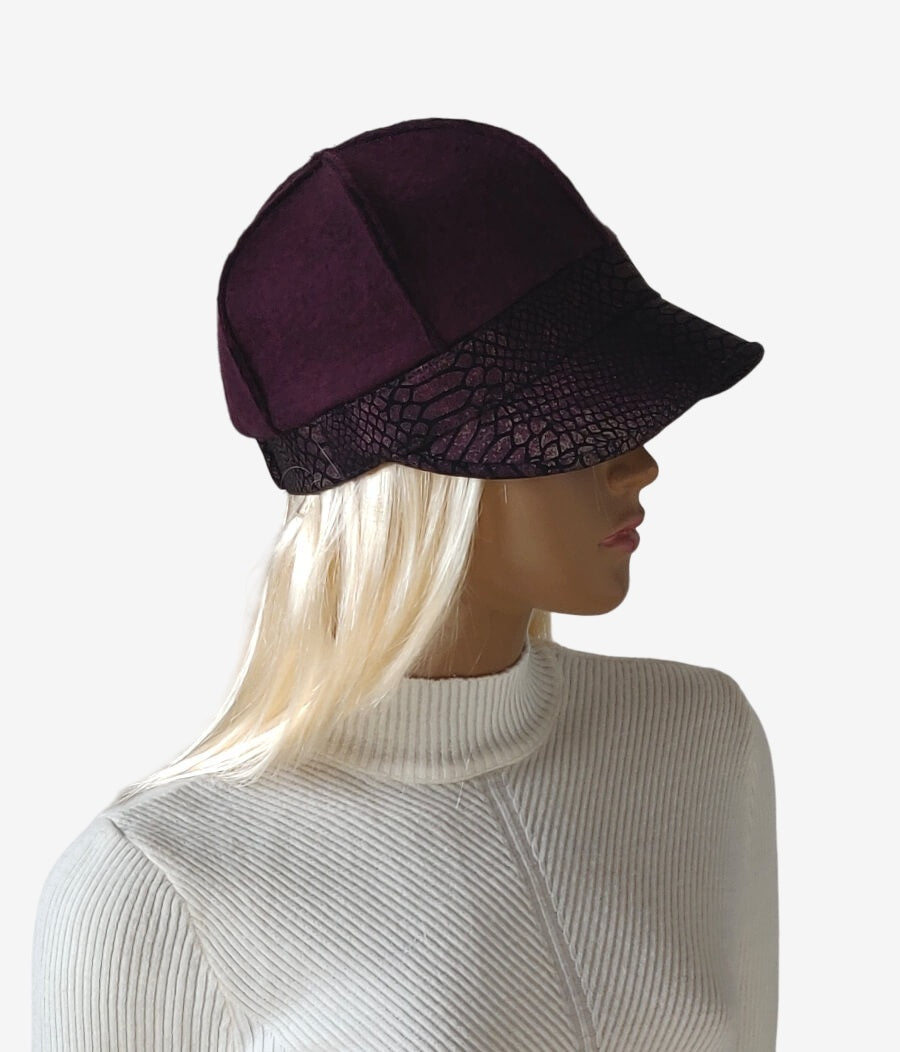 Dark purple felted cap