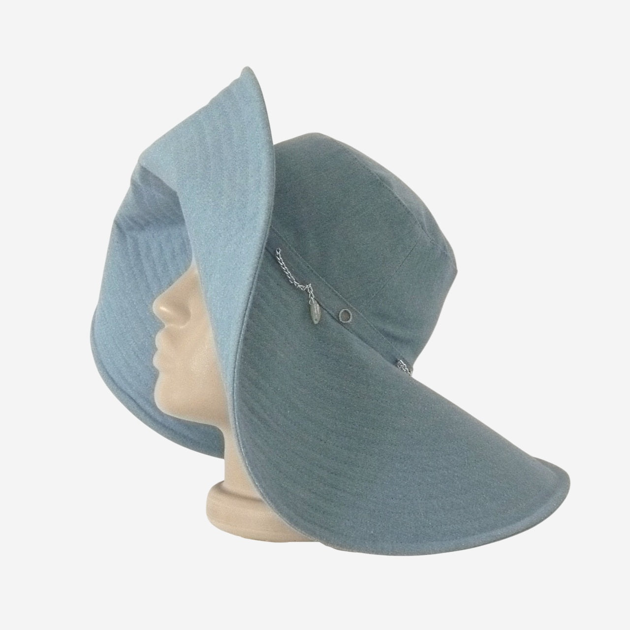 Wide brim denim hat