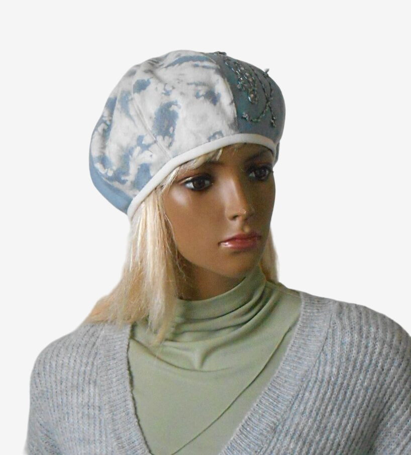 Women's white-blue warm beret