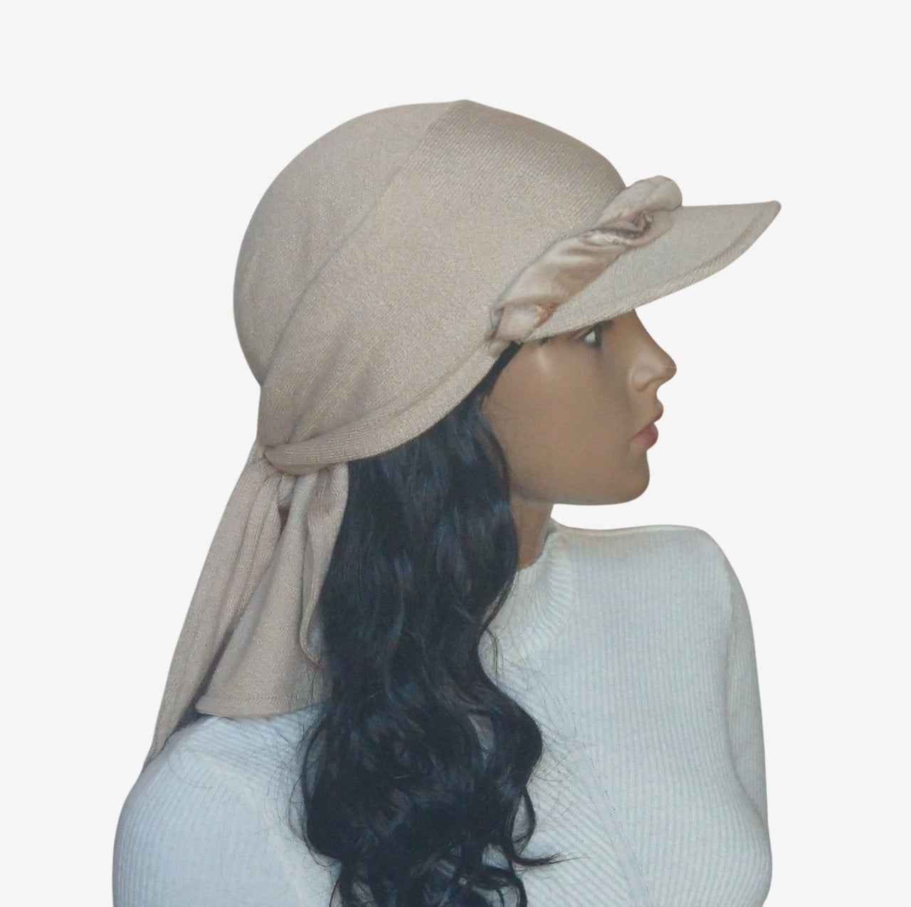 Winter beige visor bandana