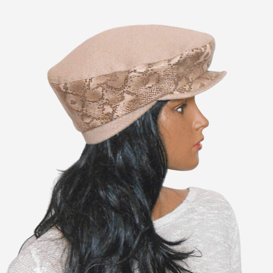 Women's beige leather cap