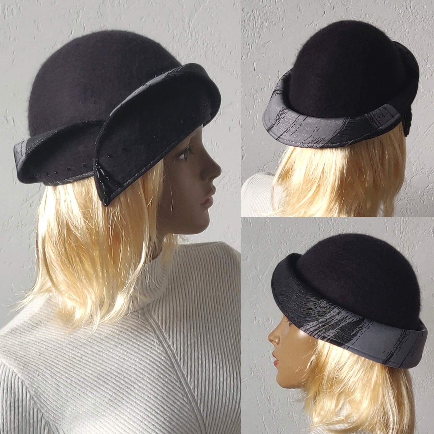 Women's dark gray felted hat