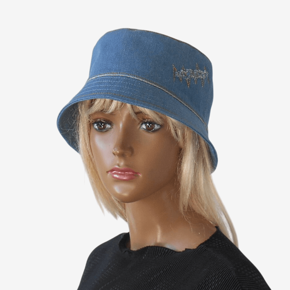 Lightweight blue cotton bucket hat for summer