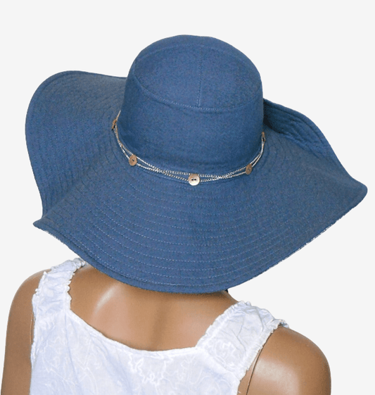 Wide brim denim hat