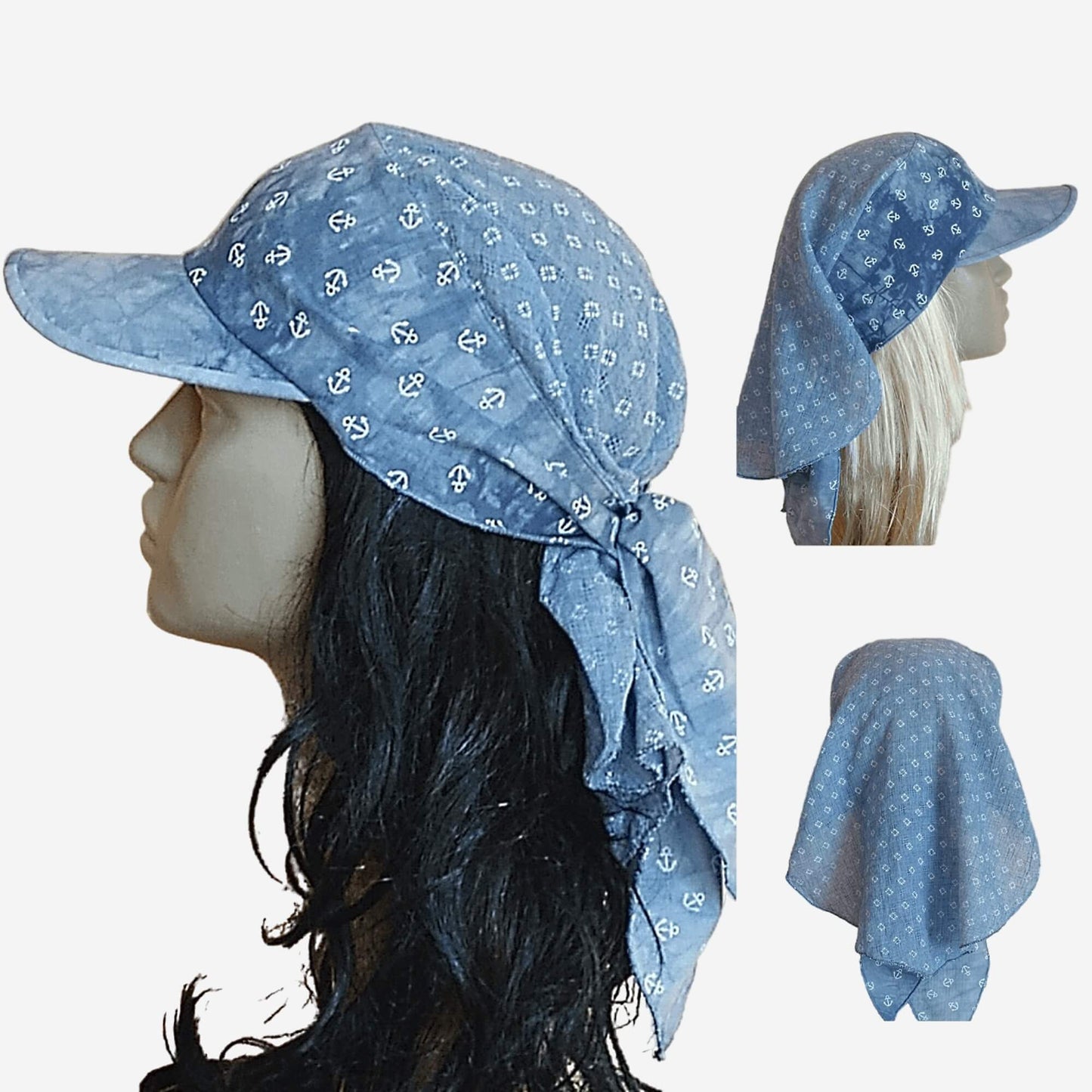 Bandana visor blue marine style