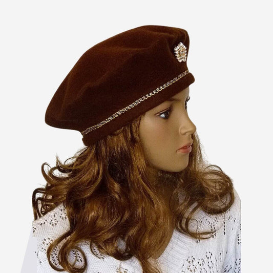 Brown Merino Wool French Beret