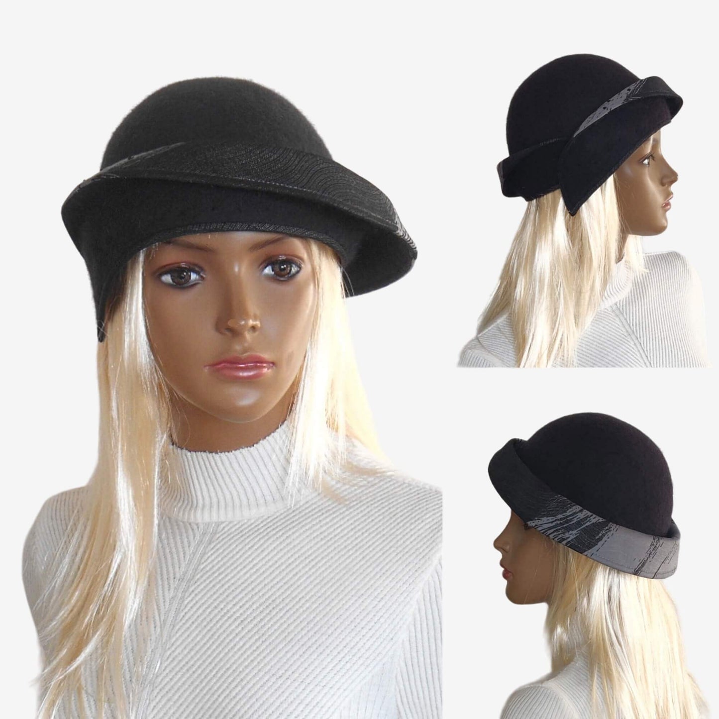 Women's dark gray felted hat