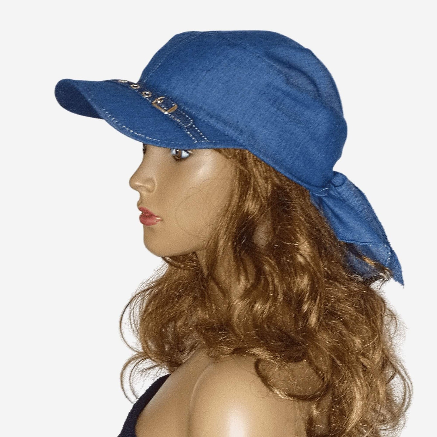 Denim visor bandana for women, lightweight and stylish