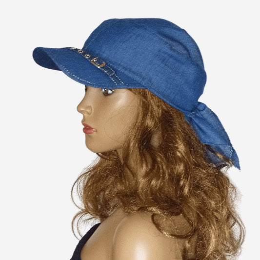 Denim visor bandana for women, lightweight and stylish
