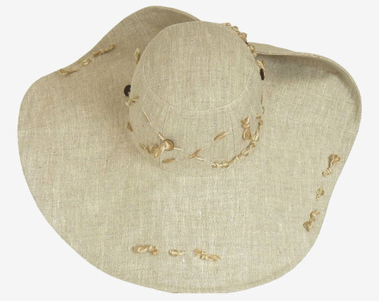 Eco-friendly foldable linen hat for travel and sun protection, back view
