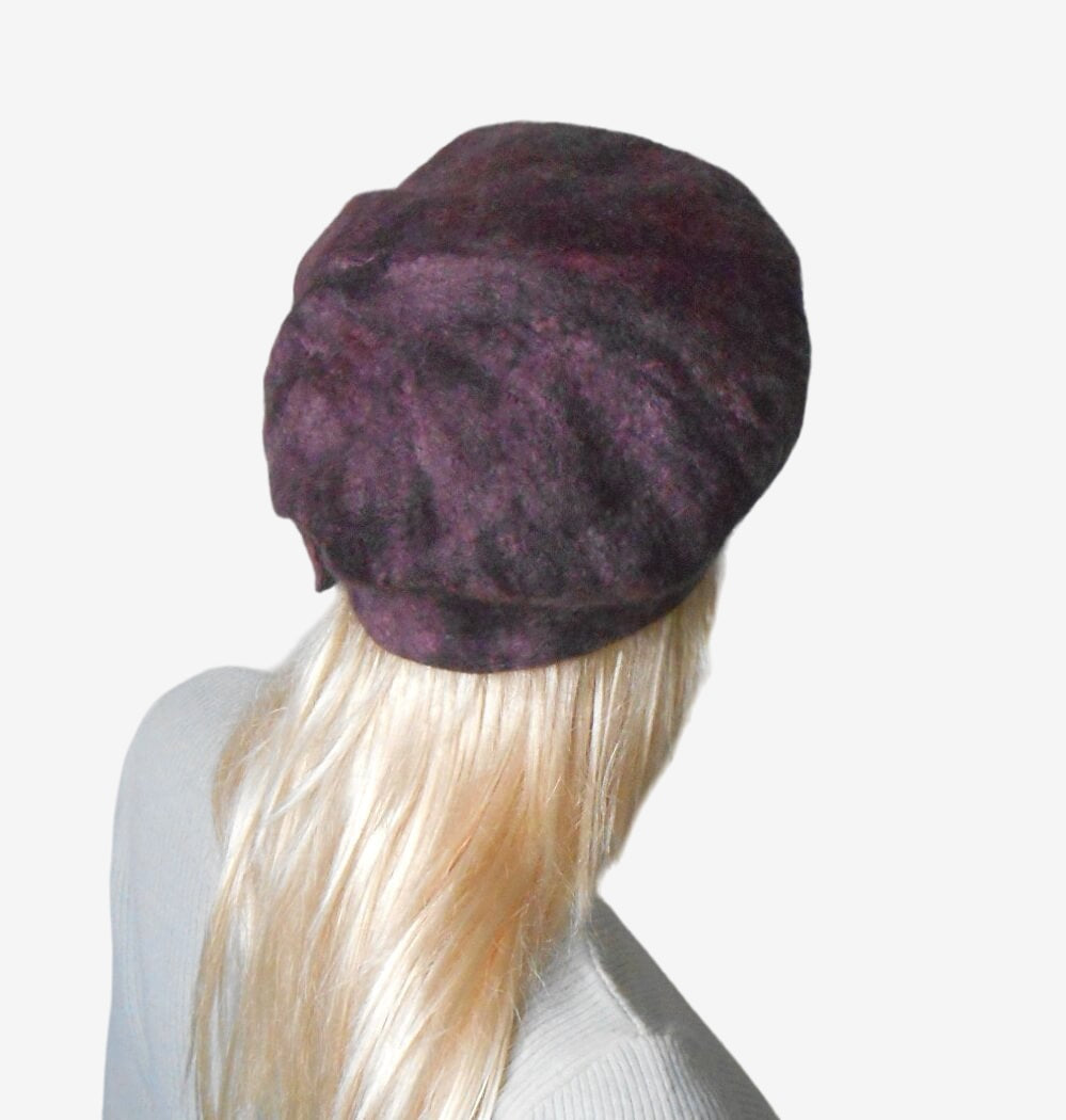 Burgundy felted beret