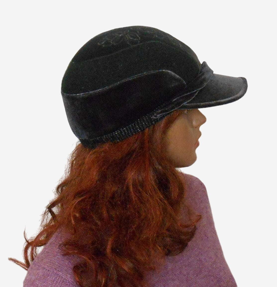 Women's Gray Cap, Warm baseball cap, Velor Cap, Gray Fall Cap