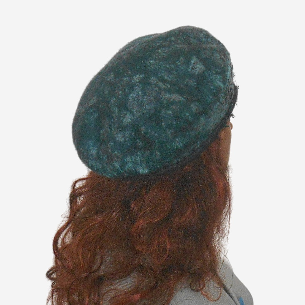 Teal Felted Wool Beret for Women, Handmade for Fall and Winter