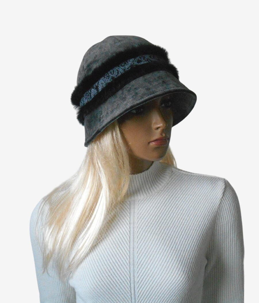 Gray velor hat