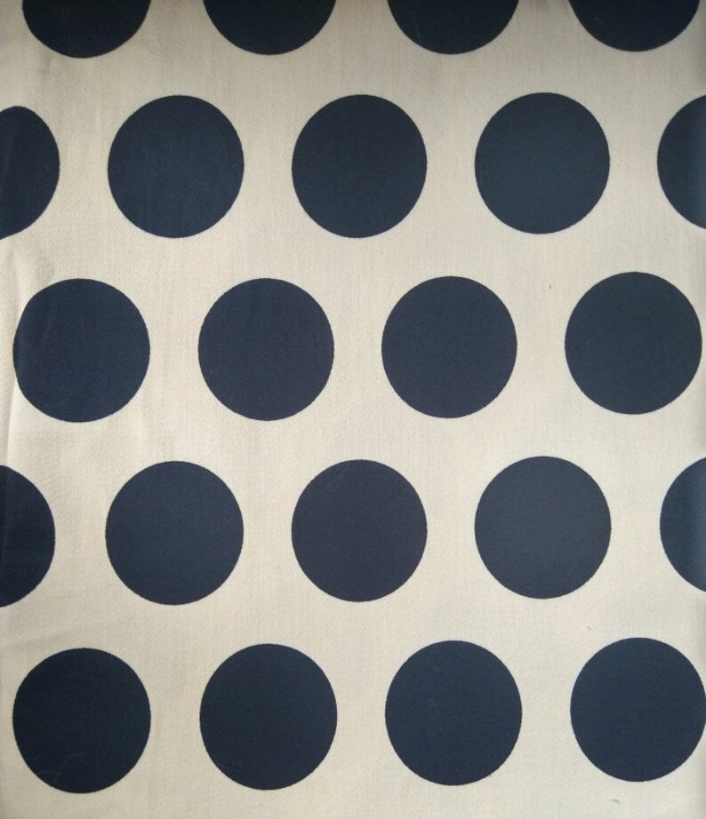 Navy cotton with large polka dots