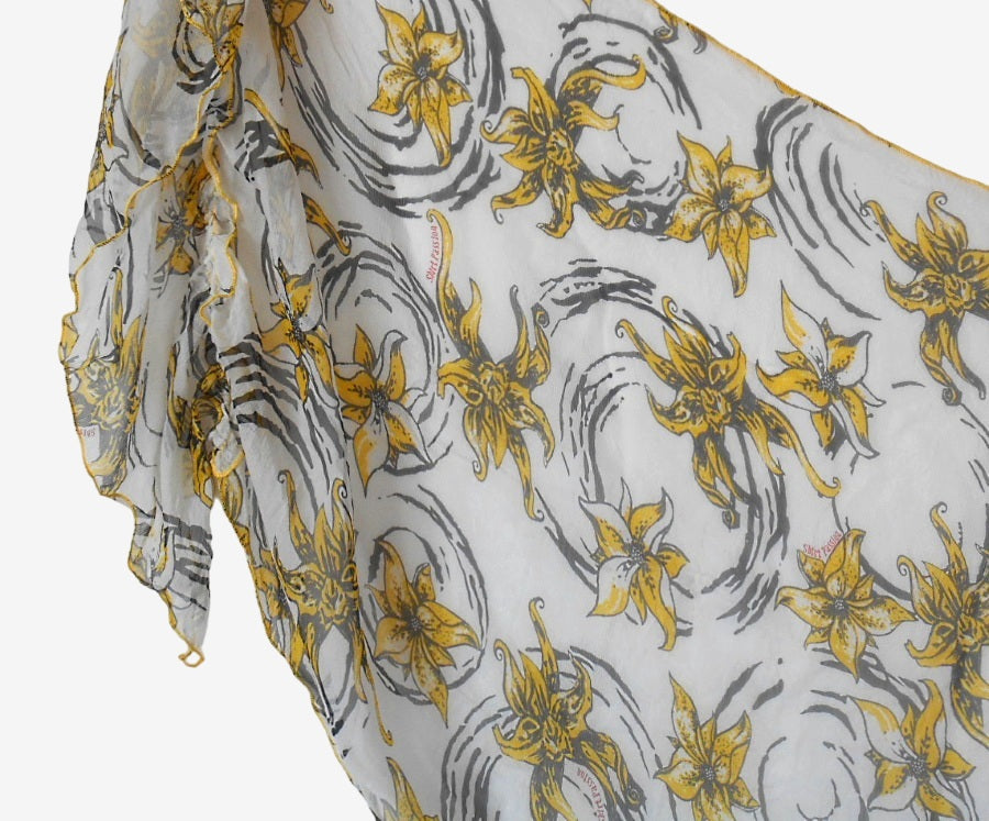Pareo scarf with a yellow floral pattern