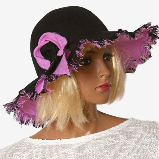 Women's Black Pink Summer Hat