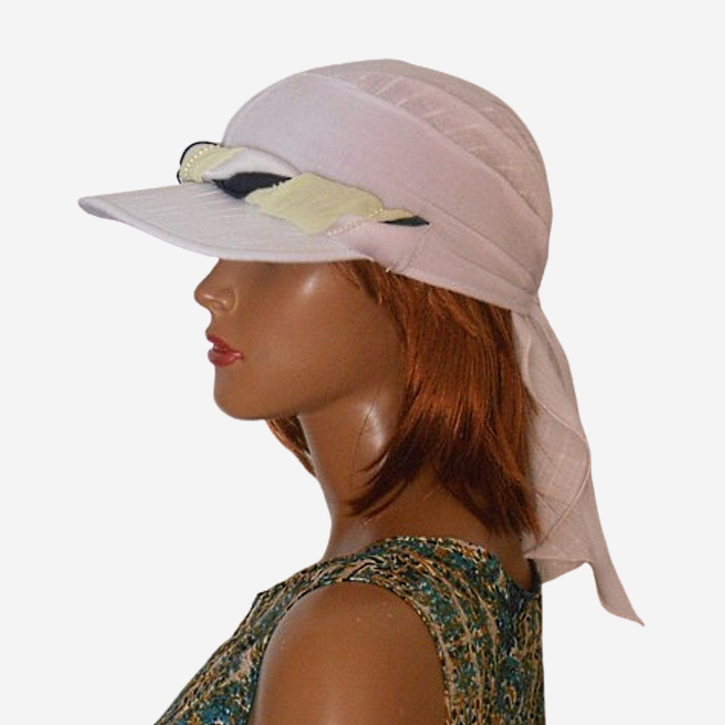 white cotton bandana cap, soft and breathable with visor detail