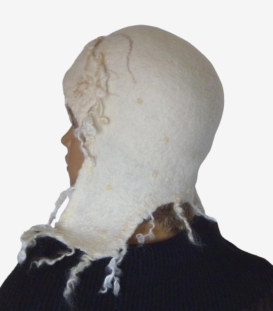 White felted trapper hat